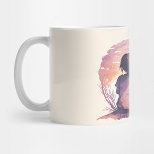 Girl and a cat watching the sky Mug